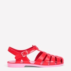 Boden Jelly Sandals - post box red/soft pink